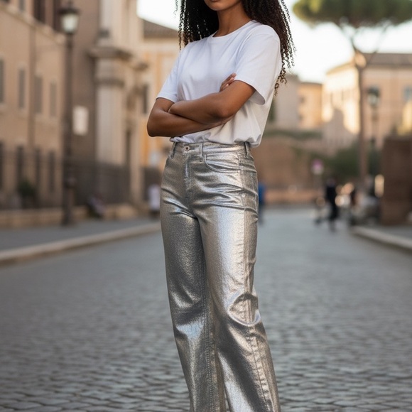 NEW WITH TAGS ZARA METALLIC JEAN SLIVER - Picture 8 of 9